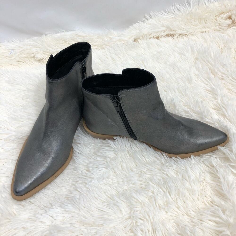 Shyanne Pewter Gray Leather Booties 6 - Picture 2 of 7